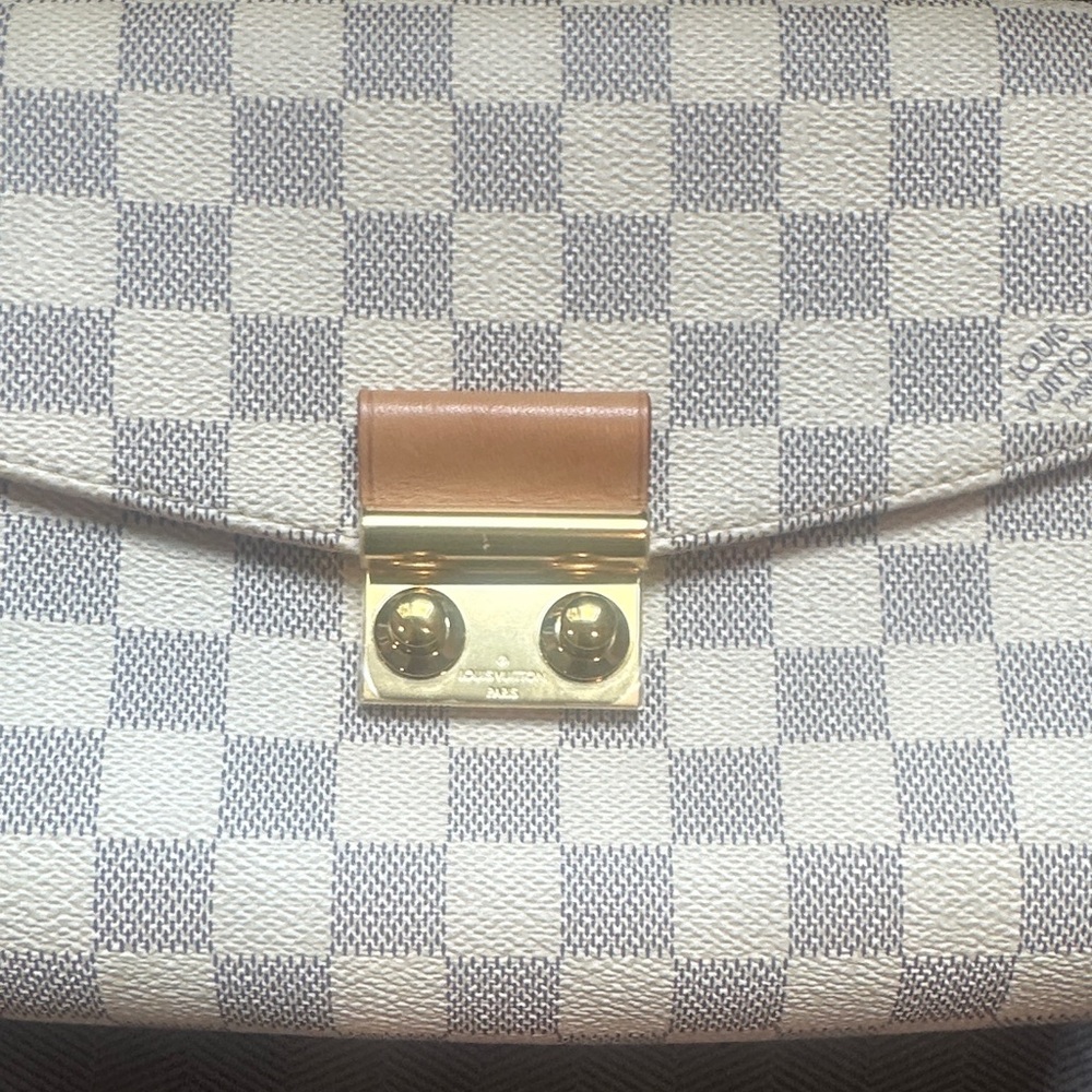 Louis Vuitton Damier Azur Croisette Shoulder Bag in White, Gray & Tan - Picture 3 of 15